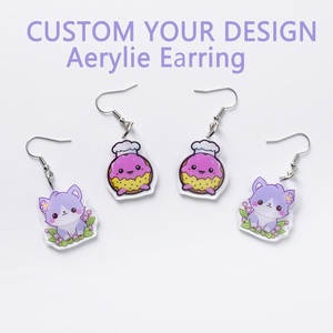 Tùy Chỉnh Long Lanh Epoxy Acrylic Điện Thoại Nhựa Quyến Rũ Bông Tai Đôi Bên In Ba Chiều Cầu Vồng Acrylic Stud Bông Tai - Product Image 5