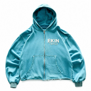 เสื้อฮู้ดซิปผู้ชายทรงโอเวอร์ไซส์ Ekin Impex สีพื้น ผ้าฝ้ายเฟรนช์เทอร์รี่ สวมใส่สบายๆ สำหรับฤดูใบไม้ร่วง - Product Image 3