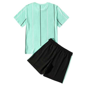 Ensembles de survêtements décontractés pour hommes en coton éponge respirant, deux pièces, t-shirt à manches courtes et short, personnalisables en gros pour l'été - Product Image 6