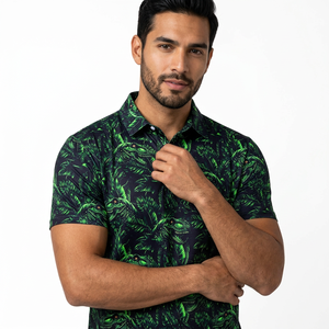 Polo décontracté pour homme à manches courtes avec imprimé, design en polyester tissé respirant - Product Image 2