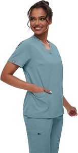 Ensemble de tenue médicale unisexe bleu clair, haut à col en V et manches courtes, pantalon jogger avec poches, BNSB SPORTS, polyester, détection d'aiguilles, hôpital - Product Image 5