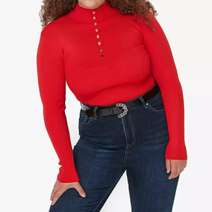 Suéter de Mujer de Talla Grande con Cuello Redondo y Manga Larga, Diseño Calado, Estilo Casual y Sencillo - Product Image 1