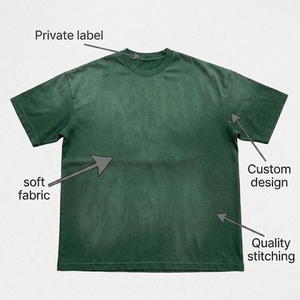 Camiseta de Algodón Verde Sólido para Hombre, Corte Regular, Manga Corta, Cuello Redondo, Informal, Tejido de Punto Liso Teñido, Secado Rápido, 230g - Product Image 6