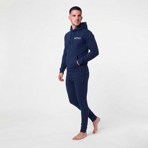 Ensemble de survêtement homme coupe classique, personnalisable avec logo, pour le sport et le jogging, OEM, bleu marine tendance - Product Image 4