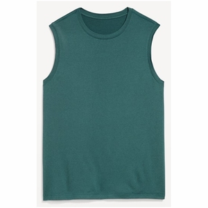 Débardeur en tricot respirant vert uni pour homme, col en V, style décontracté et urbain - Product Image 2