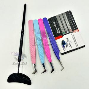 Pince à cils en acier inoxydable de marque privée 90 degrés botte courte Volume russe pince à cils durable de couleur différente - Product Image 5