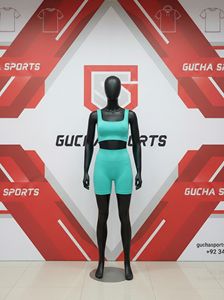 Ensemble de yoga sans coutures pour femmes, tissu extensible et respirant, short taille haute et soutien-gorge de sport, évacuation de l'humidité, coupe ajustée, OEM - Product Image 5