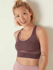Women's Seamless Racerback Sports Bra Solid Black <b>Mesh</b> Back Medium Support Breathable Fitness <b>Top</b> - Product Image 4