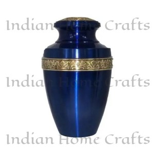 Gold Brass Indian Home Craft Durable Cremation Urn Handmade Memorial <b>Keepsake</b> <b>for</b> Human <b>Ashes</b> 200 Cubic Inch Tabletop Decor - Product Image 4