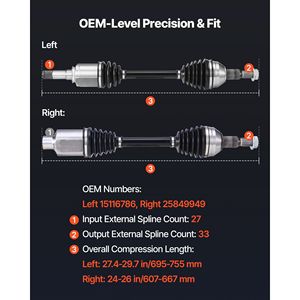 Coppia di Semiasse Anteriore Sinistro e Destro (Lato Guida e Lato Passeggero) per Ricambio Auto - Product Image 3