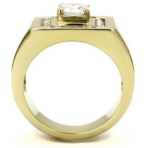 TK3079-Stainless Steel <b>Ring</b> with AAA Grade CZ IP Gold(Ion Plating) in Clear for Dishes & <b>Plates</b> - Product Image 3