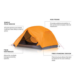 Tente de <span class=keywords><strong>camping</strong></span> E-RIKE Factory, isolée, portable, avec structure en aluminium, pour 2 personnes, imperméable PU 3000 mm, ultralégère - Product Image 3