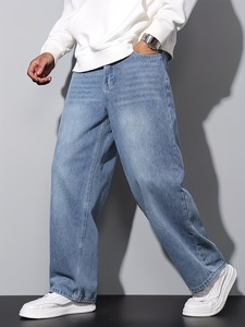 Men's Classic Wide-<b>Leg</b> Denim Jeans | Relaxed Fit Lightweight Breathable Eco-Friendly Casual Straight <b>Leg</b> Summer Jeans - Product Image 4