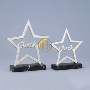 Figurine d'étoile scintillante de Noël en métal et marbre, sculpture décorative d'appoint pour table, vente chaude, exportateur d'usine de décorations de fêtes - Product Image 1