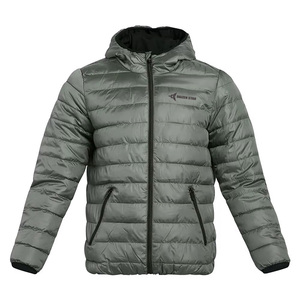 Daizen Star Unisex Hooded Puffer Jacket Zipper Closure Winter Casual Windproof Cotton Filled Solid Color Front Logo High Street - Product Image 4