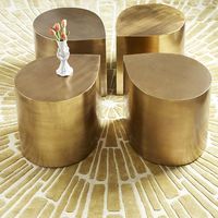Nouvel ensemble de table basse en acier de luxe à quatre pièces pour salon, salle de séjour, bureau - Design moderne et durable