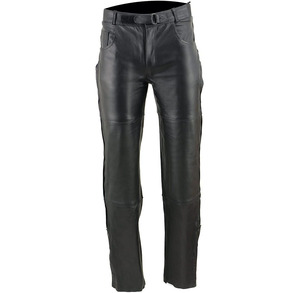 Pantalon de moto en cuir noir personnalisable pour homme Samroz Sports avec poches de style jean - Product Image 1
