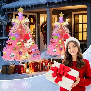 Set di 4 Decorazioni Natalizie Rosa per Esterni, 80 Luci LED Solari Multicolore Impermeabili per Albero di Natale - Product Image 5