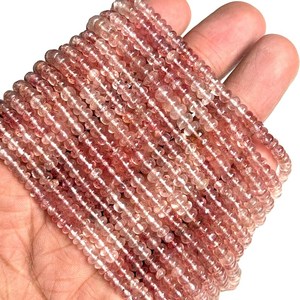 Natural Pink <b>Strawberry</b> Quartz Beads Strand AAA <b>Strawberry</b> Quartz Rondelle Beads 4.5-5mm Genuine Rondelle Gemstone Beads 13 Inch - Product Image 4
