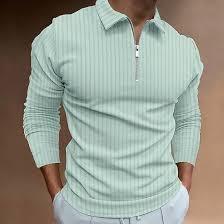 Zipped FullSleeve High Quality <b>Mens</b> Cotton Polo <b>T</b> <b>Shirt</b> Slim Fit Soft Summer Fashion Streetwear Plain Blank Logo Male Designer A - Product Image 3