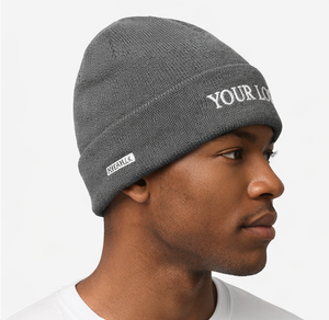 Custom Rib Knit Cuffed <b>Beanie</b> Embroidered Logo Ribbed Knit <b>Beanie</b> Warm Breathable Winter Cuffed Knit Hat - Product Image 4