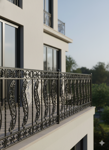 Barandilla de Hierro Fundido Gris Premium Personalizada, Patrón Mozart, Balaustrada de Metal Pulido, Tratamiento de Superficie con Granallado, OEM para Balcón - Product Image 2