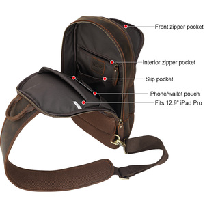 Bolso Bandolera de Cuero Genuino para Hombre, Mochila Cruzada de Piel de Vacuno para Ciclismo, Bolso de Hombro/Pecho para Teléfono Móvil, Venta Caliente - Product Image 3