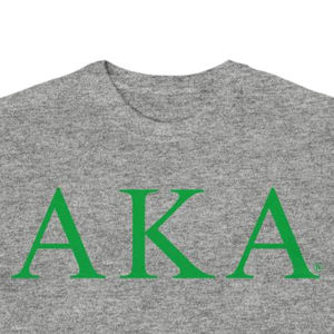 Camiseta con letras AKA, color gris jaspeado, estampado gráfico, cuello redondo, informal, de algodón, de manga corta, para hermandad - Product Image 5