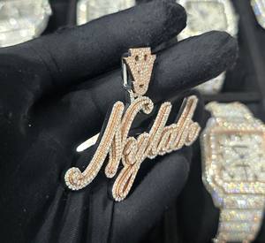 Colgante de Moissanita Personalizado con Nombre para Certificado, Plata 925, Totalmente VVS, Estilo Hip Hop de Lujo - Product Image 2