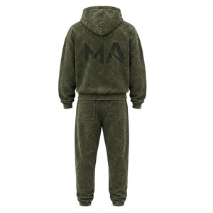 Nuevo Conjunto Deportivo Ligero para Hombre, Tendencia 2026, Lavado Ácido, 100% Algodón, Tallas Grandes, Sudadera con Capucha y Cordón Ajustable, Logotipo con Pedrería, Estilo Casual - Product Image 5