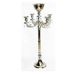 Shiny Nickel Plated Crystal Hanging <b>Candelabra</b> for Sale Good Selling 5 Arm <b>Candelabra</b> for Weddings and Home Decorations - Product Image 3