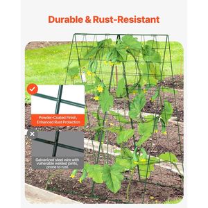 Treillis de jardin pliable en métal 46'' x 32'' pour plantes grimpantes (concombres), avec pinces de fixation, treillis surélevé pour clôtures et portails - Product Image 2