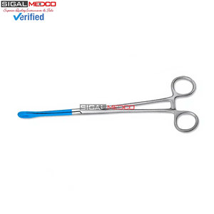 Pinzas de Esponja Premium con Recubrimiento Azul de 9.5 Pulgadas, Rectas, Instrumento Quirúrgico Ginecológico Manual, Acero Inoxidable Alemán, Certificado CE - Product Image 5