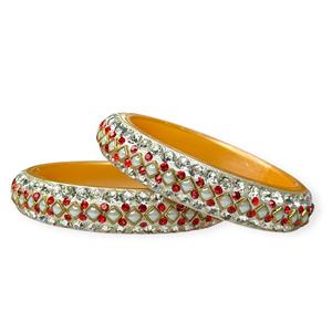 Juego de Brazaletes Acrílicos Rojos Transparentes Resistentes al Agua y al Deslustre, con Borde de Perlas, Chapados en Oro, Modernos, para Bodas, Uso Festivo, Precio al por Mayor - Product Image 1