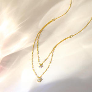 Collier pour femme en or blanc plaqué or 14 carats avec diamant de laboratoire taille brillant rond certifié IGI, style minimaliste pour usage quotidien - Product Image 2