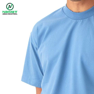 เสื้อยืดโอเวอร์ไซส์สีฟ้าอ่อนคุณภาพดีสำหรับผู้ชาย ทรงหลวม ไหล่ตก ผ้าหนา 300 กรัม ถักทอเป็นมิตรกับสิ่งแวดล้อม สวมใส่สบาย ผลิตจากผ้าฝ้าย 100% - Product Image 5