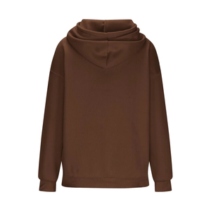 เสื้อฮู้ดดี้โอเวอร์ไซส์สำหรับผู้หญิง ผ้าฝ้าย 100% เป็นมิตรกับสิ่งแวดล้อม อุ่นสบายสำหรับฤดูหนาว สกรีนโลโก้ด้านหน้า ทรงหลวมใส่สบาย - Product Image 2