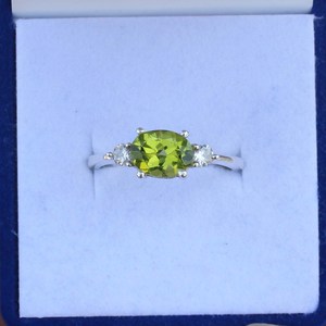 Dainty <b>Peridot</b> Solitaire <b>Ring</b> 925 Sterling Silver Green Gemstone Elegant Engagement <b>Ring</b> Gift For Her - Product Image 2