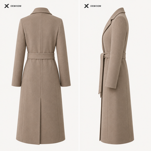 Abrigo Largo de Lana para Mujer, Color Negro, Gris Oscuro y Claro, Caqui, Cuello Vuelto, Cinturón, Ropa Formal de Invierno, Manga Larga, Elegante - Product Image 2