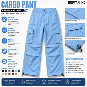 Fabricante de Pantalones Cargo Personalizados OEM, Pantalones Cargo de Pierna Ancha de Algodón para Hombre y Mujer, Ropa Urbana, Pantalones Utilitarios Holgados, Marca Privada - Product Image 1