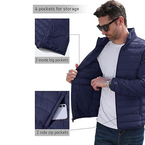 Veste matelassée légère pour homme avec logo personnalisé, imperméable, coupe-vent, isolée, avec col montant - Product Image 5