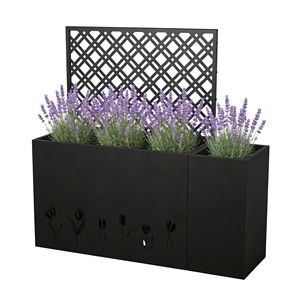 Set di 2 Fioriere in Acciaio Zincato Antiruggine con Traliccio, Cubo da 23,6 Pollici, per Uso Interno ed Esterno, Accessori per Orto Rialzato - Product Image 2