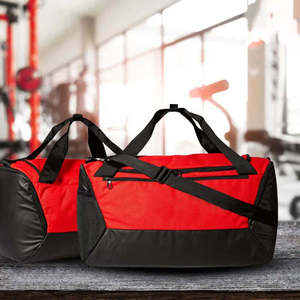 Unisex Red and Black Polyester Gym <b>Duffel</b> <b>Bag</b> 30-40L Zipper Closure Casual Durable Fitness <b>Bag</b> with Soft Handle and Adjustable - Product Image 5