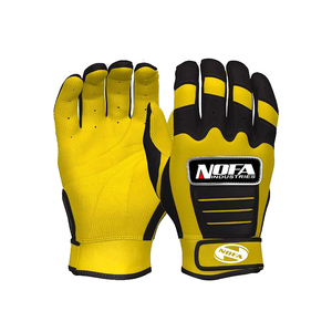 NOFA INDUSTRIES Yellow Batting Gloves Ambidextrous <b>Hook</b> And Loop Closure Durable Training Gloves Unisex Adult - Product Image 1