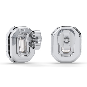 Boucles d'oreilles clous REYES minimalistes en or massif 14 carats avec moissanite taille émeraude 1,6 carat et fermoir à vis pour femme, bijoux fins pour usage quotidien - Product Image 4