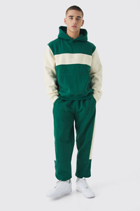 Men Oversized Slim Fit Autumn Blocking Hooded <b>Tracksuit</b> Men Custom Logo Cotton Jogger Set Wholesale Jogger set Sportswear - Product Image 4