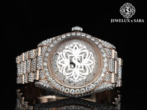 Montre-bracelet de luxe de qualité supérieure, blanche, sertie de diamants, étanche, à quartz, pour hommes, disponible pour l'exportation, prix d'Inde - Product Image 3