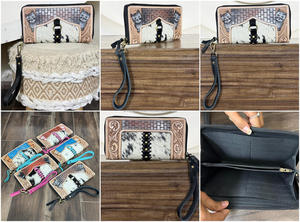 Cartera de mano de cuero genuino hecha a mano con diseño de gato, monedero de piel de vaca con cremallera, bolso de mano elegante de cuero repujado para mujer, regalo - Product Image 3