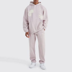 Wholesale Unisex Oversized Pullover Hoodie Sweatpants Tracksuit Blank Plain Baggy Sweat <b>Suit</b> for Men - Product Image 3