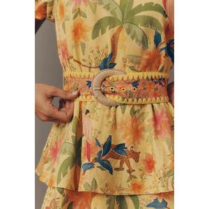 Robe mini à volants ceinturée en coton 100% Anthropologie, très demandée, idéale pour les tenues décontractées, quotidiennes, de soirée et d'été. - Product Image 4